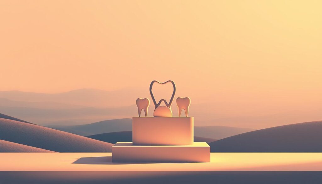 A sophisticated, architectural illustration of the ethical guidelines for dental marketing, as established by the Brazilian Federal Dental Council (CFO). Set in a clean, minimalist style, the composition features a central podium or pedestal, upon which rests a series of abstract, geometric shapes representing the key tenets of ethical dental promotion. The background is a serene, gradient-based landscape, evoking a sense of order, professionalism, and responsible industry standards. Warm, directional lighting casts dramatic shadows, heightening the authoritative presence of the central elements. The overall mood is one of gravity, authority, and a commitment to ethical, patient-focused marketing practices.